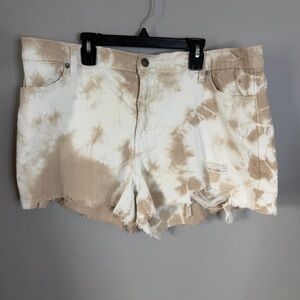 Aerie Brown and Cream Tie-Dye Distressed Shorts